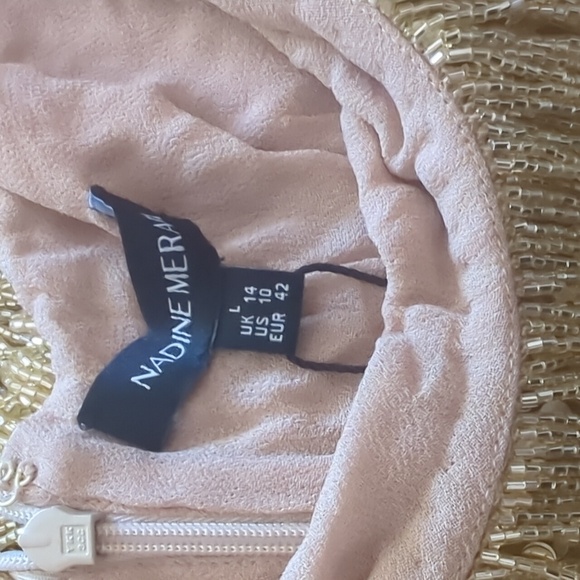 NWT Nadine Merabi Tammy Gold Fringe Beaded Mini Dress Size 10 - Picture 8 of 12